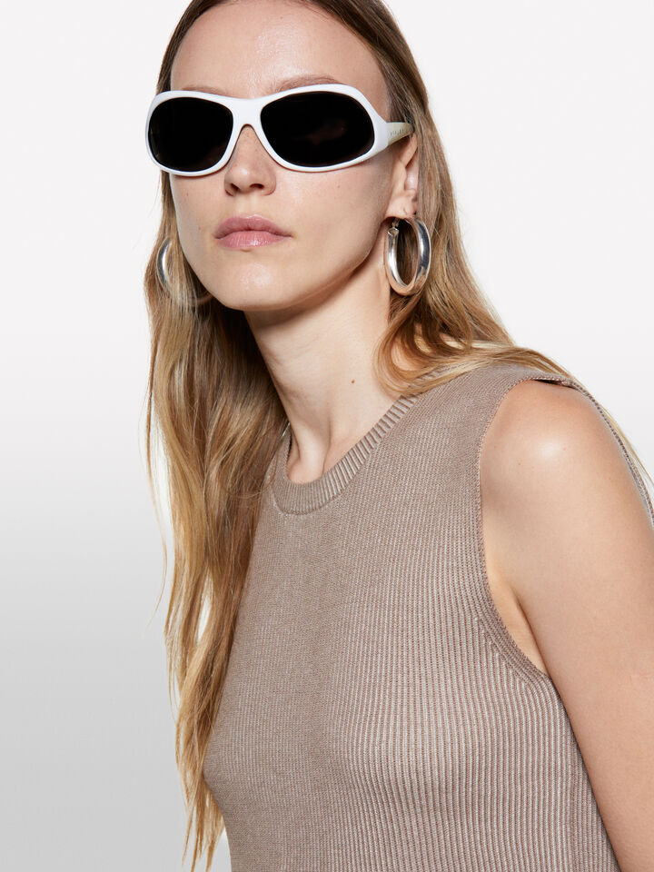 Beige knit vest - women's crew neck sweaters - Beige | Sisley image number 4